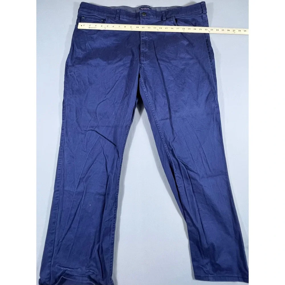 Roundtree & Yorke Travel Smart Mens 46x30 Blue Chino Pants Stretch Straight Leg
